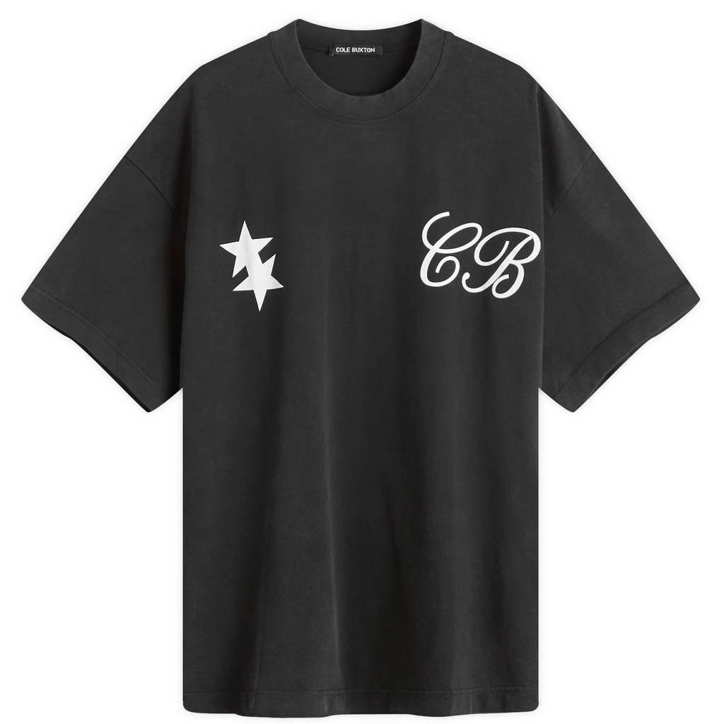 Cole Buxton Men's Cursive 2 Star T-Shirt Vintage Black